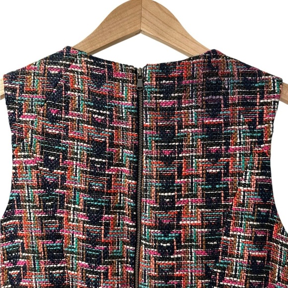 Shoshanna Navy Pink Multicolor Textured Tweed Sleeveless Fit & Flare Dress - Picture 7 of 12